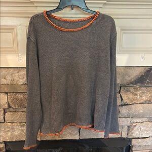 Neiman Marcus Gray Top with Orange Trim
